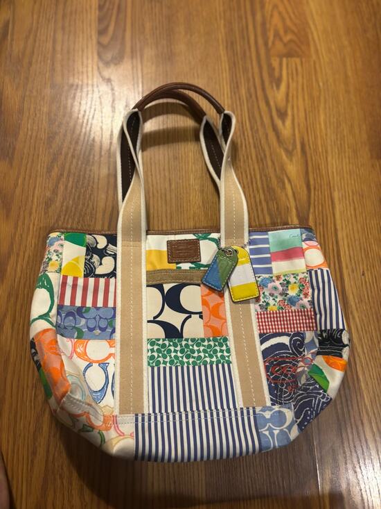 Coach Handbags - Vintage Y2K Coach Colorful Patchwork Canvas Jaquard Rainbow Tote Bag/ Purse